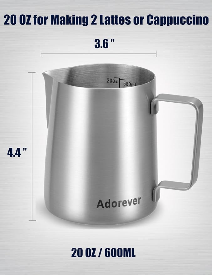 Milk Frothing Pitcher, 20oz Stainless Steel Milk Frother Cup Steaming Pitcher - Image 4
