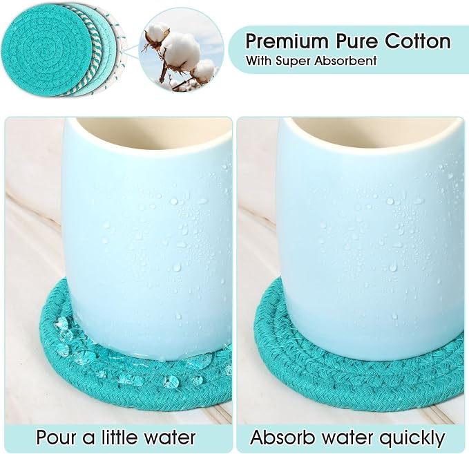 8 Pcs Coasters for Drink with Holder, 4 Colors Absorbent Coasters for Drinks - Image 4