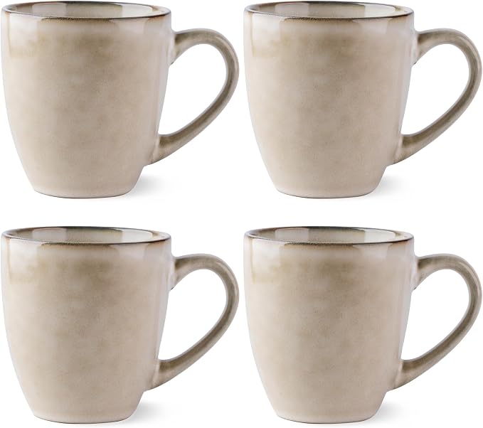 GBHOME Ceramic Coffee Mugs Set of 4, 12oz Stoneware Coffee Mugs Set by GBhome