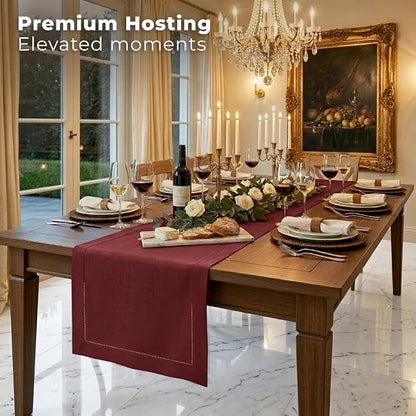 Signature Linen™ by D'Moksha Red Garnet Table Runner 72 Inches Long, 100% Pure - Image 3