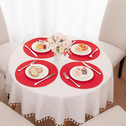 SHACOS 15 inch Round Placemats Set of 6 Braided Non Slip Washable Place Mats - Image 6