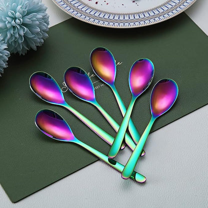 Rainbow Demitasse Espresso Spoons, 5.5'' Mini Coffee Spoons, Stainless Steel - Image 3