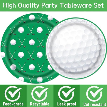 Rakuto Golf Party Decorations 96PCS Plates Napkins Forks Tableware | Golf - Image 3