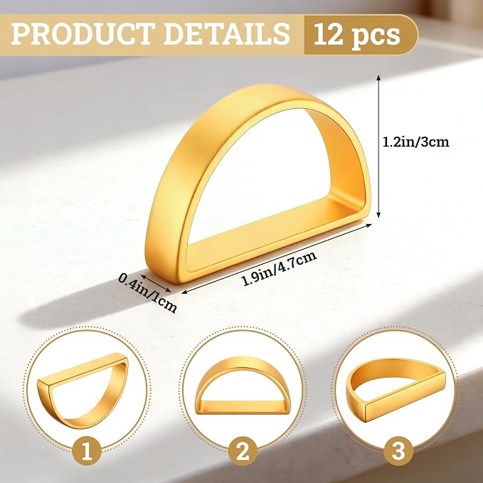 Suream Stainless Steel Napkin Rings, Modern Serviette Buckles - Image 2