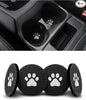 4 Pack Car Cup Coasters, Universal Dog Paw Print Non-Slip Silicone Cup Holder Inserts, Car Interior Accessories, Black