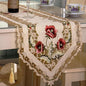 LeLehome 15" X 77" Rufous Flowers Embroidery Beige Table Runner, Floral Rose by LeLehome