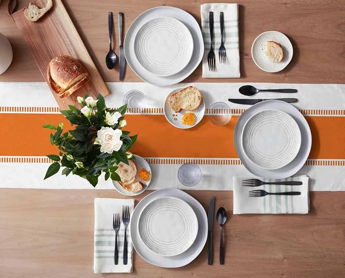 Orange Stripes Table Runners 120 inches Long, Non Slip Farmhouse Table Runner - Image 3