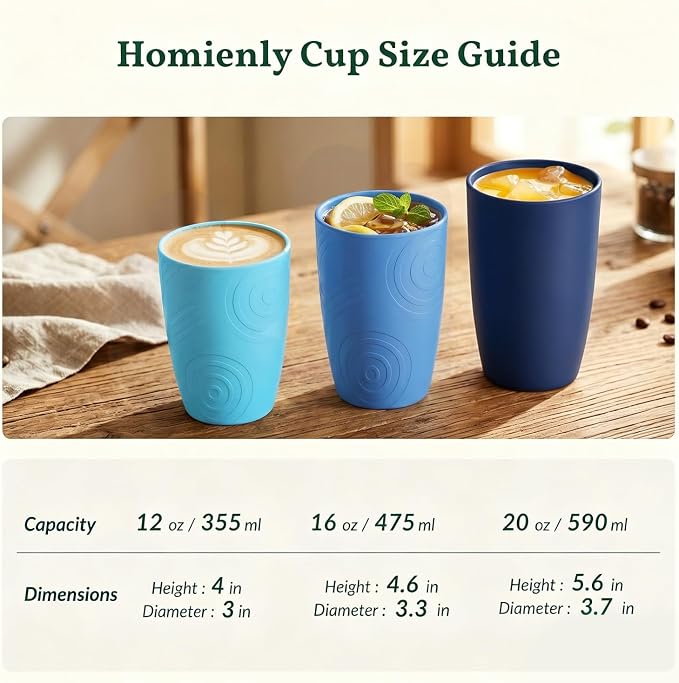 Homienly Cup Sets for Kitchen 12oz Wheat Straw Cups Unbreakable Drinking Cups - Image 9