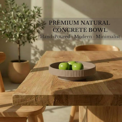 JUPTR 12” Fluted Concrete Fruit Bowl – Heavyweight Pedestal Decorative Bowl for Table Centerpiece, Entryway Catch-All & Modern Home Décor (Beige)