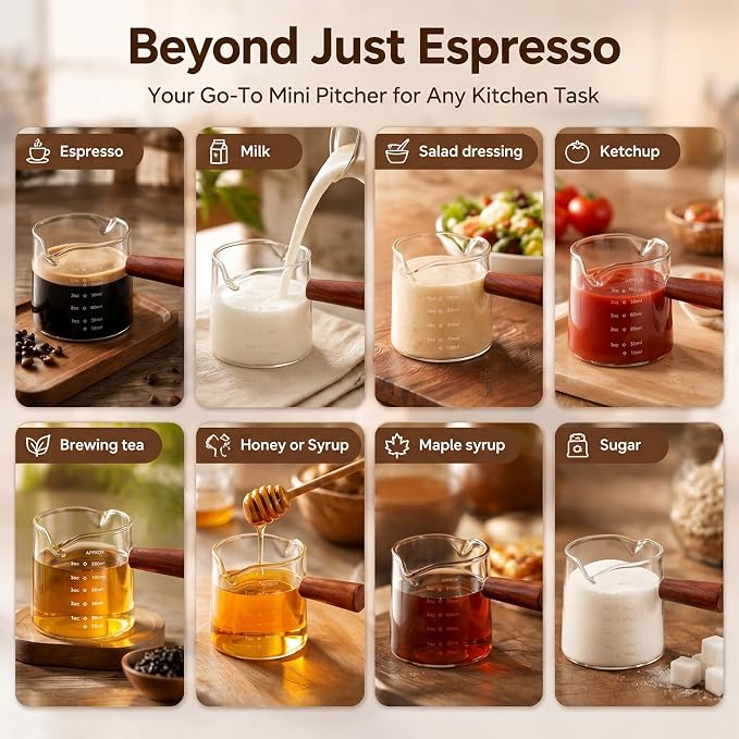 5oz Espresso Cups Set of 2, Double Spout Clear Borosilicate Glass - Image 8