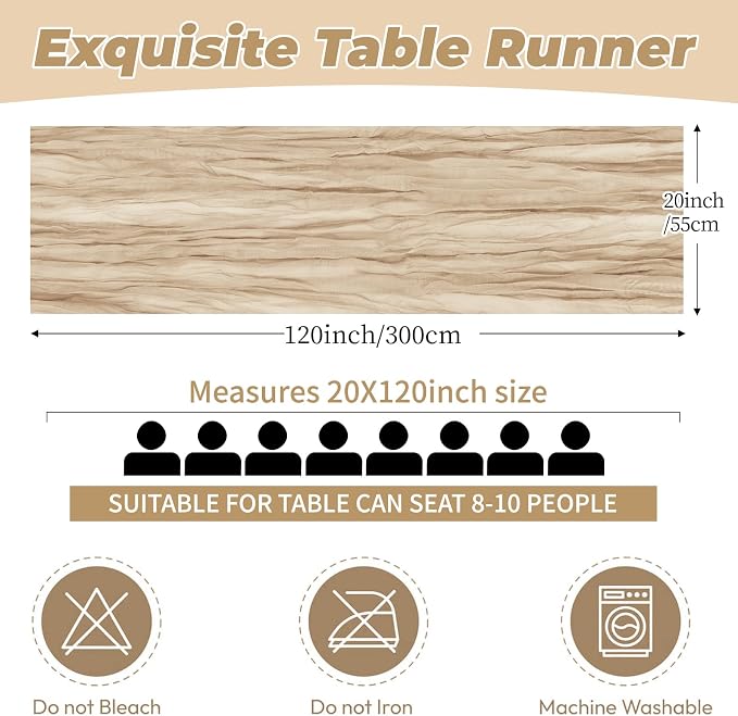 6 Pack Beige Cheesecloth Table Runner 20 x 120 Inch Gauze Table Runner Fabric - Image 2