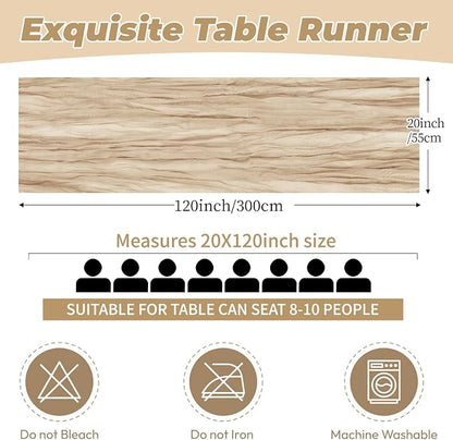6 Pack Beige Cheesecloth Table Runner 20 x 120 Inch Gauze Table Runner Fabric - Image 2