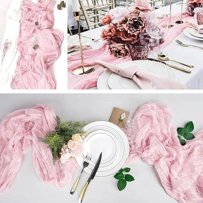 4 Pack Light Pink Cheesecloth Table Runner 20 x 120 inch Gauze Table Runners 10 - Image 5