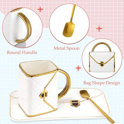 Sliner Set of 4 Handbag Coffee Mug Purse Tea Cup Set, Ceramic 10 Oz/ 310 ml - Image 3