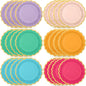 48 Pcs Candy Color Paper Plates 9 Inch Light Colorful Rainbow Scalloped Paper Disposable Dinner Dessert Plates for Birthday Wedding Bridal Party Supplies, 6 Colors