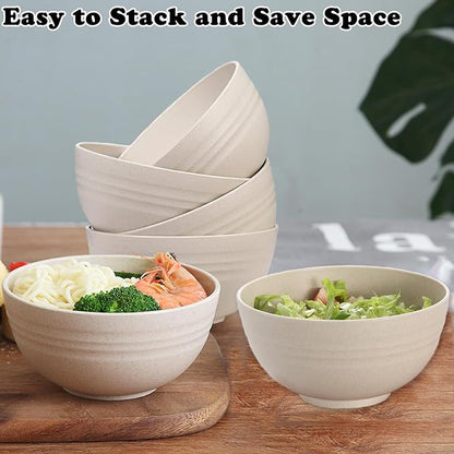 Unbreakable Wheat Straw Cereal Bowls Set of 4, 24 OZ Microwave and Dishwasher - Image 6