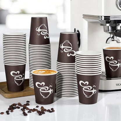 Clawsoff 400 Count 8 oz Paper Coffee Cups Disposable Hot Coffee Cups Brown | - Image 6