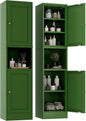 2-Door Metal Storage Cabinet, Tall Slim Pantry Organizer with 3 Adjustable Shelves (120LBS/Shelf), Anti-Tipping Waterproof Cabinet for Bathroom/Kitchen/Home Office/Small Spaces,(1PC,Green)
