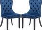 KCC Velvet Dining Chairs Set of 2, Upholstered High-end Tufted Dining Room Chair with Nailhead Back Ring Pull Trim Solid Wood Legs, Nikki Collection Modern Style for Kitchen, Blue