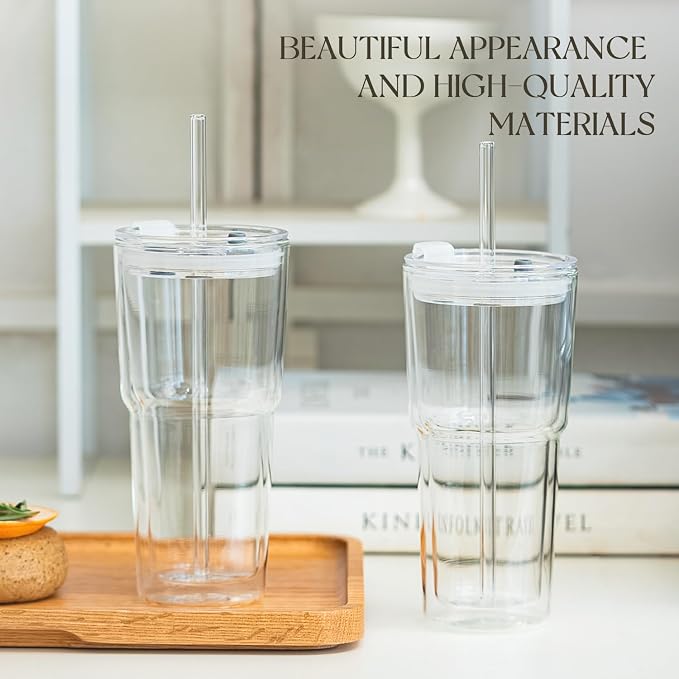 KEMORELA 20oz Double Wall Glass Tumblers 4‑Pack - Image 7
