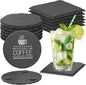 12pcs Slate Coasters, Black 4 Inch Bulk Blank Rock Coasters Blank Laser Engraving, Hand Painted DIY, Scratch Resistant Bottom (6*Square+6*Round)
