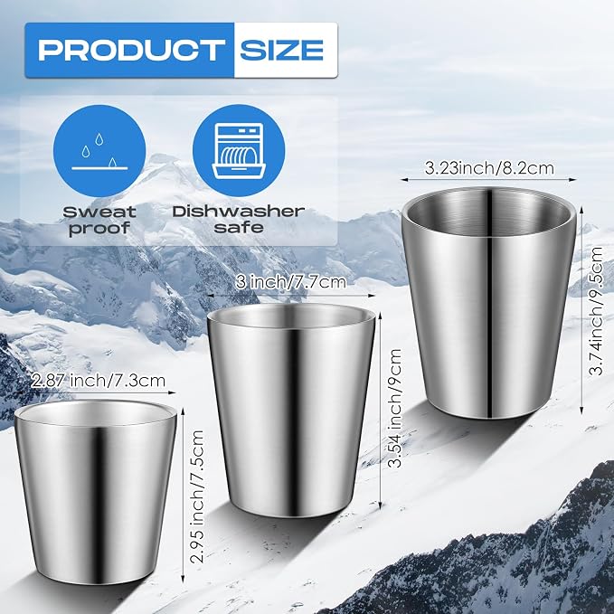 Mimorou 8 Pack Stainless Steel Insulated Cup 5.9 oz Metal Tumbler Double Wall - Image 2