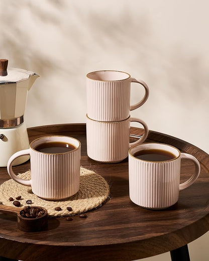 famiware Star Coffee Mug Set for 6, Handcrafted 12 oz Ceramic Stoneware Mugs - Image 3