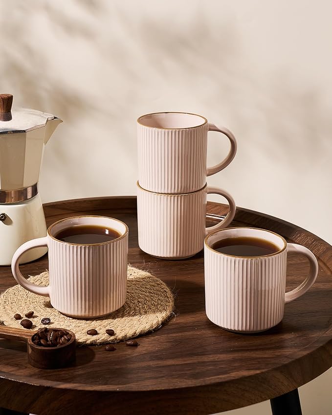 famiware Star Coffee Mug Set for 8, Handcrafted 12 oz Ceramic Stoneware Mugs - Image 3