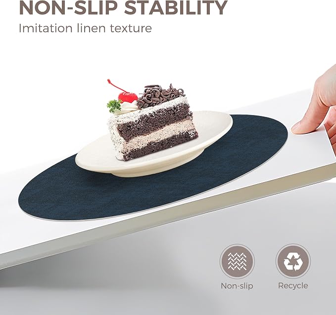 NCUE 13" Faux Leather Round Placemats Set of 4, Reversible Dual-Color | - Image 3