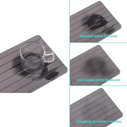 2 PCS Water Absorbent Diatomite Coasters (9.5" x 5.5"), Grooved Design, Water Absorbing Stone Used for Hand Soaps & Plants & toiletries in The Modern Home