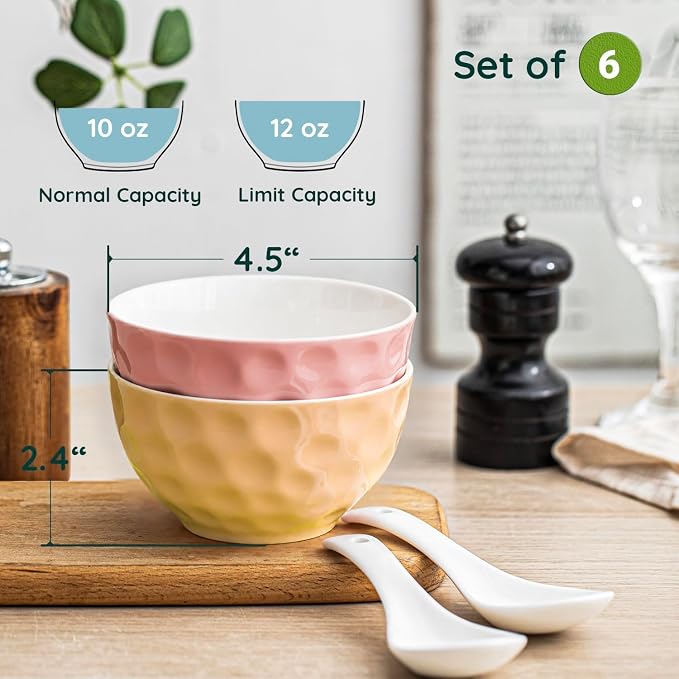 HOMBENE Porcelain Soup Bowls, 4.5 Inch Ice Cream Bowl, Kitchen Bowl Set - Image 2