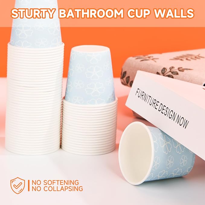 METAPRINT 100 Pack 3 oz Bathroom Cups, Disposable Paper Cups - Image 7