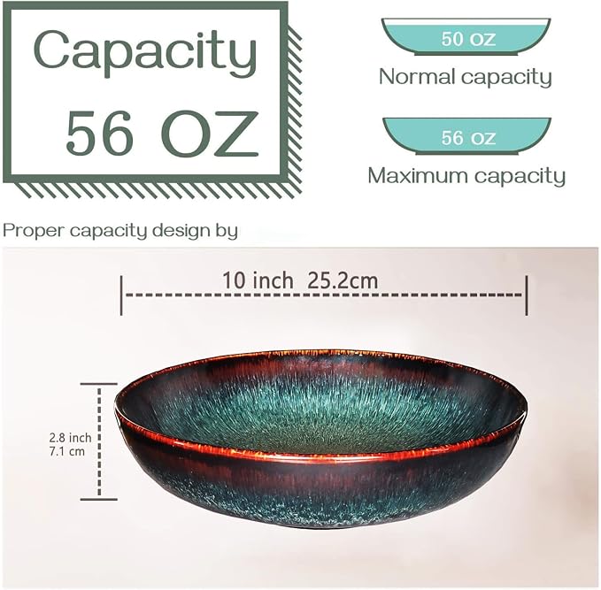 Soup bowl Soup plate Large Pasta Bowls 56 ounce, deep Plate/Wide Bowl, - Image 2