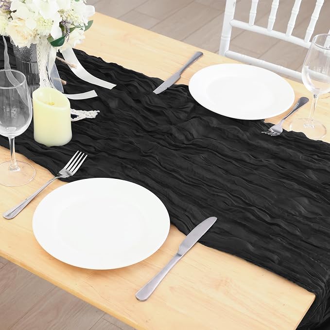 20 Pack Black Cheesecloth Table Runner 120 Inch Boho Wedding Decor | - Image 7