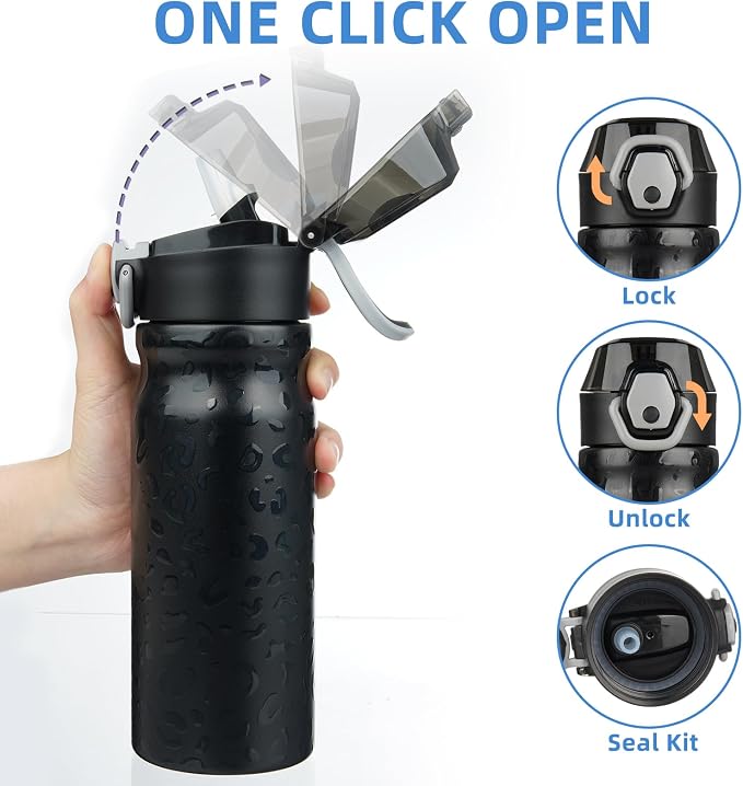 BJPKPK 18 oz Water Bottle with Straw & Handle, Insulated Stainless Flask | Leak - Image 3