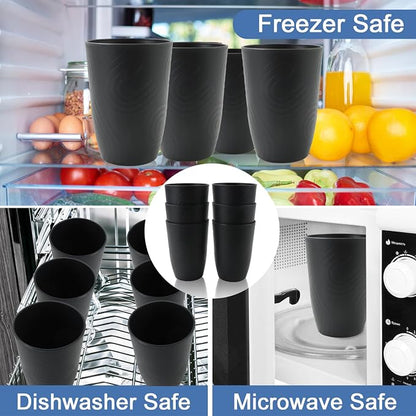 Wheat Straw Cups 6 Pcs, 16 OZ Plastic Drinking Cups, Unbreakable Plastic - Image 5