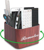 Hennaja Square Leather Art Supply Organizer,Remote Control Holder with Removable Dividers,360°Rotatable Pencil Holders,4 Compartments Organizer for Office Supplies Storage Box(1-Light Brown)