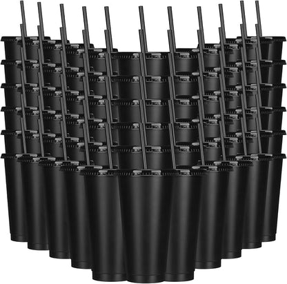 Bokon 60 Sets Tumbler with Straw and Lid Bulk 24 oz Reusable Plastic Cups to Go by Bokon