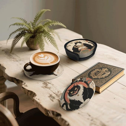 6 Pcs Japanese Cat Drink Coasters - Image 3