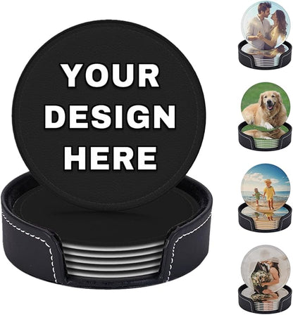 Custom Coasters Set of 6 Leather Coaster by YHPHRTA