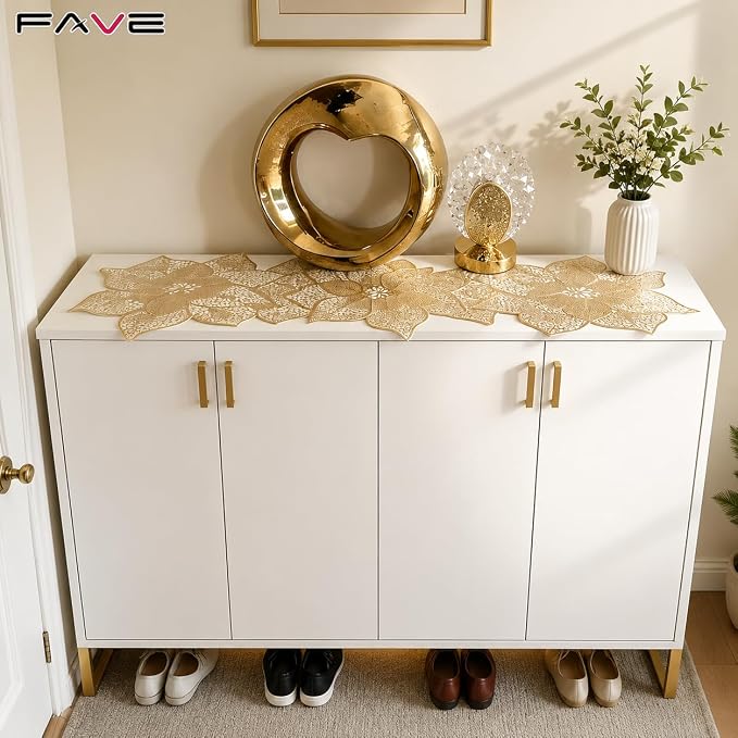 FAVE Gold Table Runner 36 Inches Flower Shaped Dining Table Runner | Waterproof - Image 7