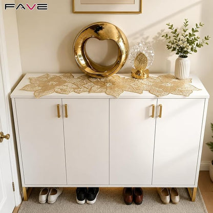 FAVE Gold Table Runner 36 Inches Flower Shaped Dining Table Runner | Waterproof - Image 7