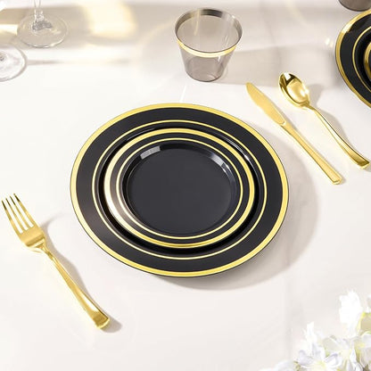 600 Pieces Black Plates for 100 Guests | Include: Dinnerware Set of 100 Dinner - Image 2