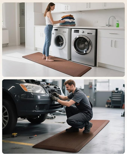 Ophanie Kitchen Mats for Floor, 3/4 Inch Thick Kitchen Rugs, 20'' x 60'' Anti Fatigue Standing Cushioned Mat, Waterproof,Comfort Ergonomic Mat for Office, Home, Sink, Brown Non-Slip Bottom