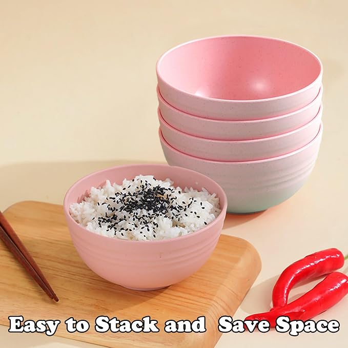 Unbreakable Wheat Straw Cereal Bowls Set of 4, 24 OZ Microwave and Dishwasher - Image 5