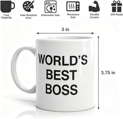 Worlds Best Boss Mug for Managers and Coworkers, Funny Boss Gift Cup | 11oz - Image 3