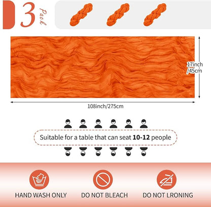 3 Pack Orange Cheesecloth Table Runner 17x108 Inch Semi Sheer Boho Gauze Cheese - Image 2