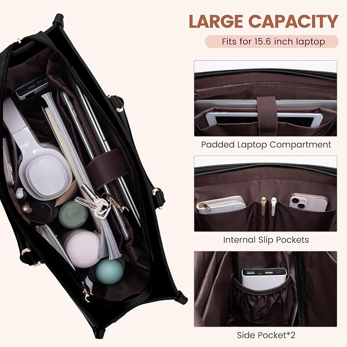 LOVEVOOK Laptop Bag for Women 15.6 lnch, Waterproof Laptops Tote Bags for Womens - Image 3