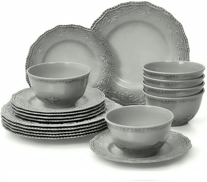 TP 18-Piece Dinnerware Set, Melamine Dishes Set by TastePrime