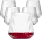 20 Pack Plastic Ribbed Wine Glasses, 14Oz Origami Disposable Wine Glasses Unbreakable Clear Plastic Cocktail Glasses Recyclable Shatterproof Reusable Wine Cups